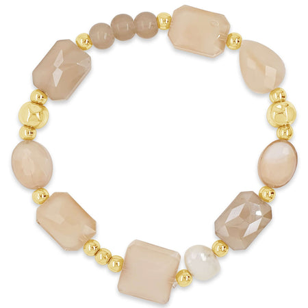 Absolute Champagne & Pearl Gold Bead Bracelet