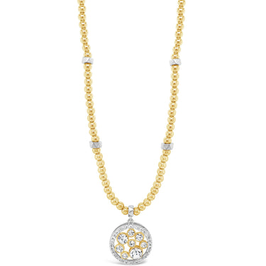 Absolute Crystal Pendant Two Tone Beaded Necklace