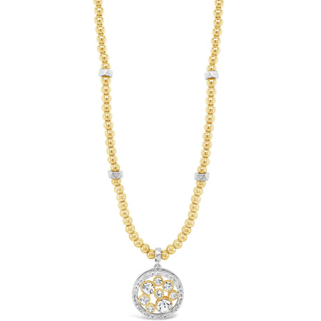 Absolute Crystal Pendant Two Tone Beaded Necklace