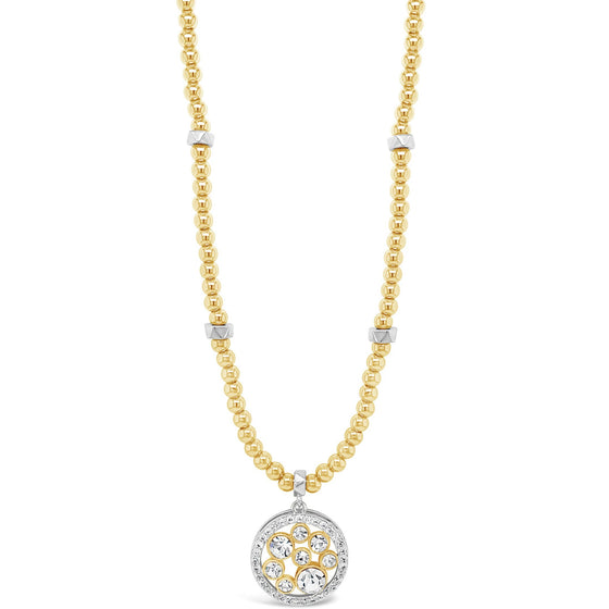 Absolute Crystal Pendant Two Tone Beaded Necklace