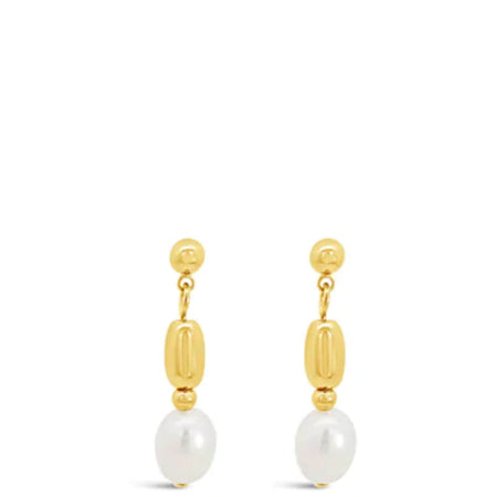 Absolute Freshwater Pearl & Gold Bead Small Drop Earrings