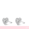 Heart-shaped earrings with cross designs on a white background
