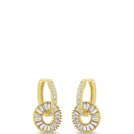 Absolute Gold Baguette Circle Hoop Earrings