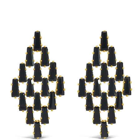 Absolute Gold & Black Baguette Chandelier Earrings