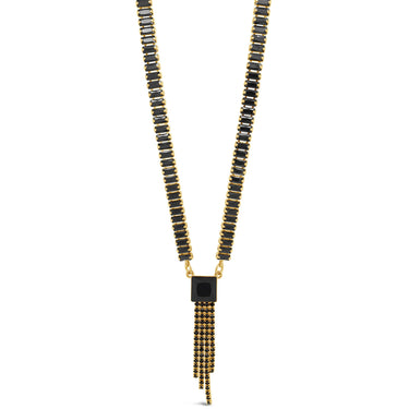 Absolute Gold & Black Baguette Drop Necklace