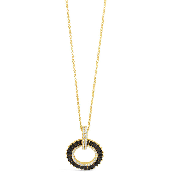 Absolute Gold & Black Baguette Halo Long Length Necklace