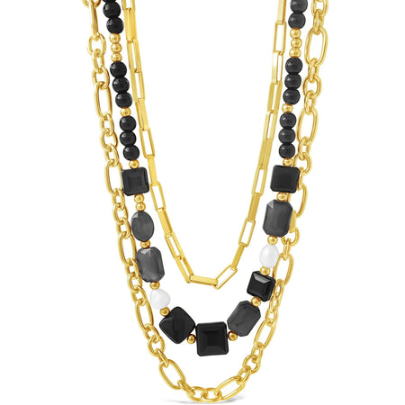 Absolute Gold Black Bead & Pearl Necklace