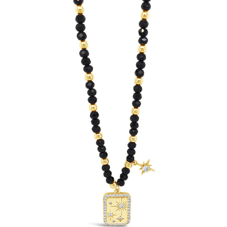 Absolute Gold & Black Beaded Star Pendant Necklace