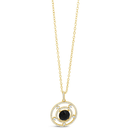 Absolute Gold & Black Halo Pendant Necklace