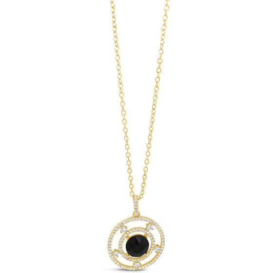 Absolute Gold & Black Halo Pendant Necklace