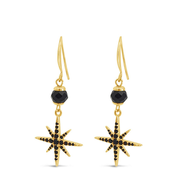 Absolute Gold & Black Star Drop Earrings