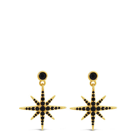 Absolute Gold & Black Star Small Drop Earrings