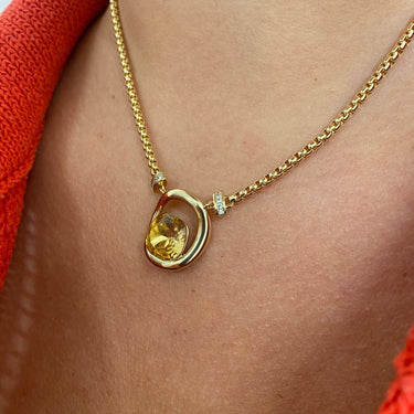 Absolute Gold Champagne Crystal Pendant Necklace