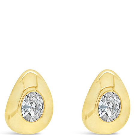 Absolute Gold Chunky Half Hoop Earrings with Crystal Centre