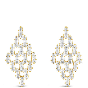 Absolute Gold & Clear Crystal Baguette Chandelier Earrings