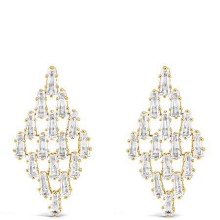 Absolute Gold & Clear Crystal Baguette Chandelier Earrings