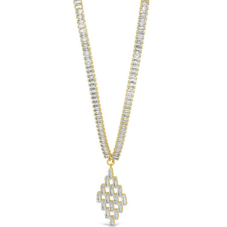 Absolute Gold & Clear Crystal Baguette Chandelier Necklace