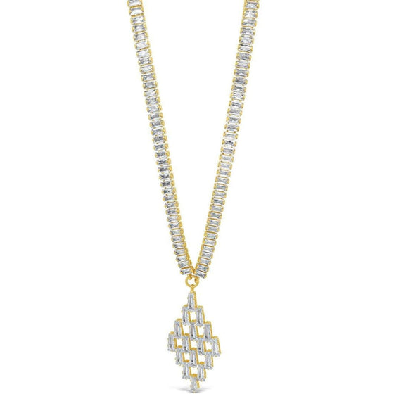 Absolute Gold & Clear Crystal Baguette Chandelier Necklace