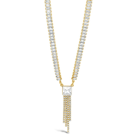 Absolute Gold & Clear Crystal Baguette Drop Necklace