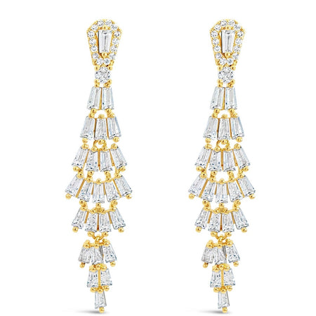 Absolute Gold & Clear Crystal Baguette Small Chandelier Earrings