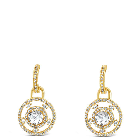 Absolute Gold & Clear Crystal Halo Drop Earrings