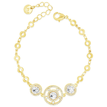 Absolute Gold & Clear Crystal Halo Pendant Bracelet
