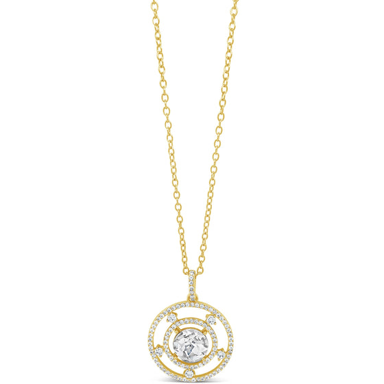 Absolute Gold & Clear Crystal Halo Pendant Necklace
