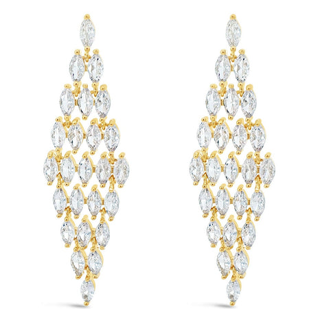 Absolute Gold & Clear Crystal Oval Baguette Chandelier Earrings