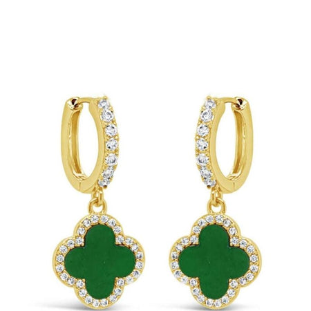 Absolute Gold Clover Hoop Earrings - Green