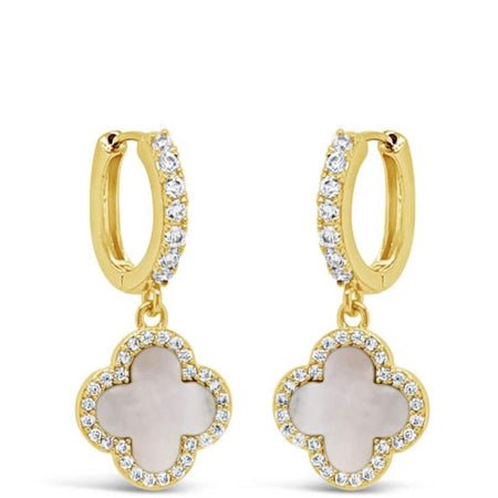 Absolute Gold Clover Hoop Earrings - Pearl