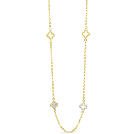 Absolute Gold Clover Long Length Necklace - Mother Of Pearl