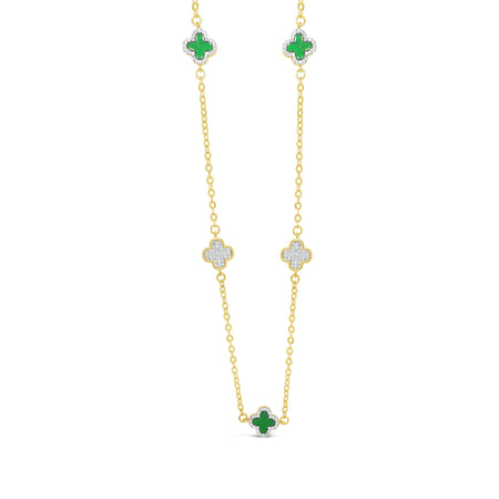 Absolute Gold Clover Short Length Necklace - Green