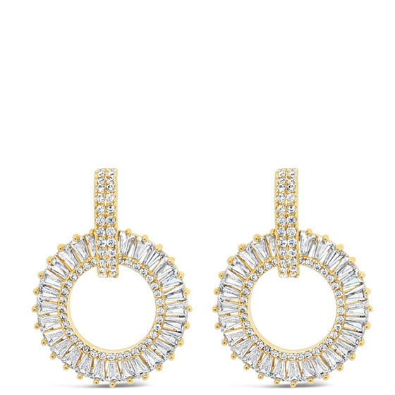 Absolute Gold & Crystal Baguette Halo Drop Earrings