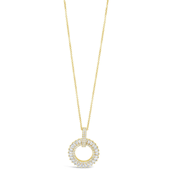 Absolute Gold & Crystal Baguette Halo Long Length Necklace