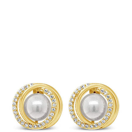 Absolute Gold Crystal Clip On Pearl Entwined Earrings