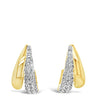 Gold earrings with diamond accents on a white background