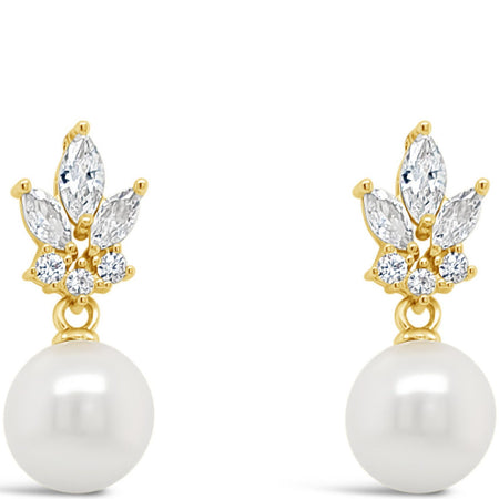 Absolute Gold Crystal & Pearl Drop Earrings