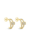 Gold hoop earrings on a white background