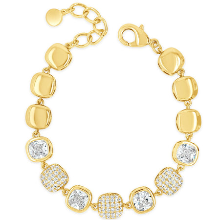 Absolute Gold & Crystal Square Pendant Bracelet