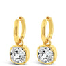 Absolute Gold Crystal Square Pendant Hoop Earrings