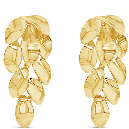 Absolute Gold Curved Leaf Statement Earrings