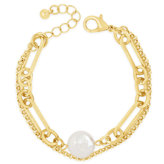 absolute-gold-double-chain-pearl-pendant-bracelet-B2338GL