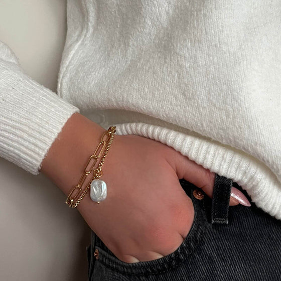 absolute-gold-double-chain-pearl-pendant-drop-bracelet