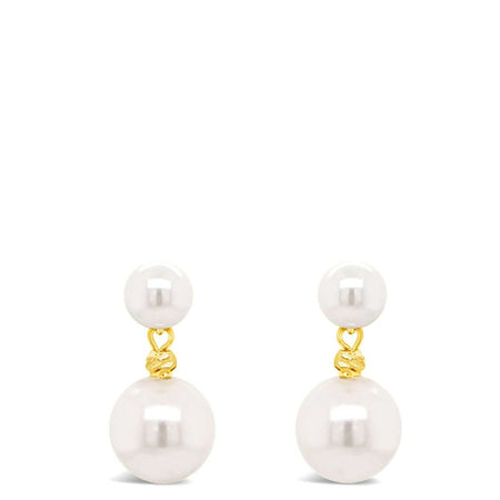 Absolute Gold & Double Pearl Small Drop Earrings