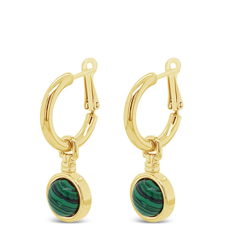 Absolute Gold Emerald Green Sphere Drop Earrings