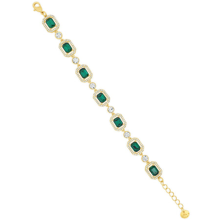 Absolute Gold Emerald Green Square Pendant Bracelet
