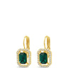 Absolute Gold Emerald Green Square Pendant French Clip Earrings