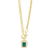 Absolute Gold & Emerald Green Square Pendant T Bar Necklace