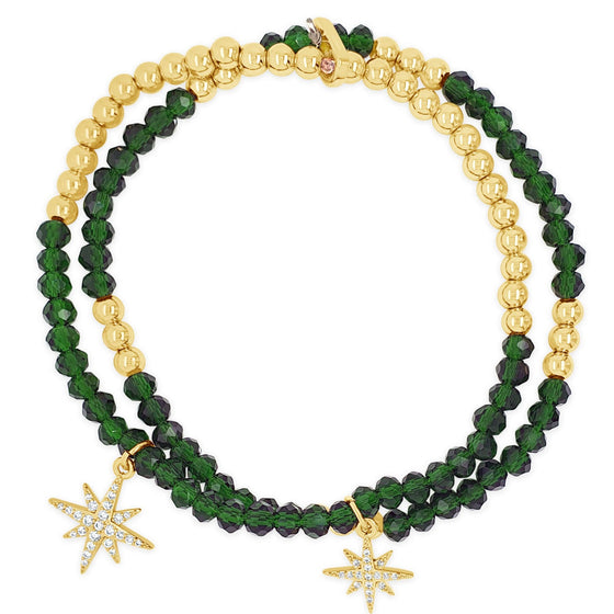 Absolute Gold & Emerald Green Star Bracelet