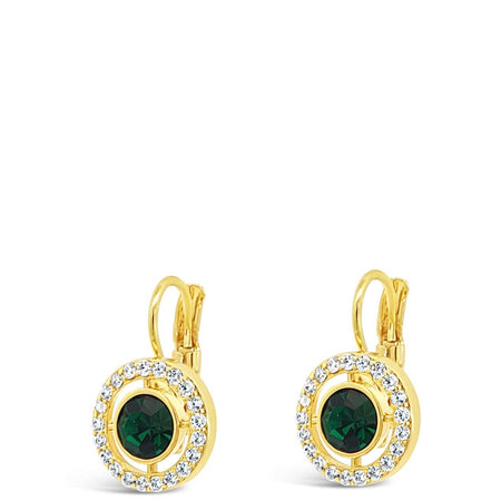 Absolute Gold & Emerald Halo French Clip Earrings